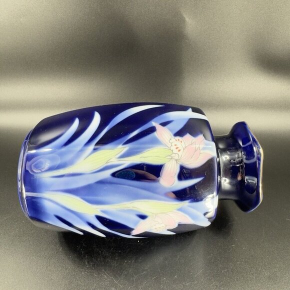 Pier 1 Imports Porcelain Cobalt Blue Vase Vessel Japanese Ceramic Vase VTG - Picture 10 of 12